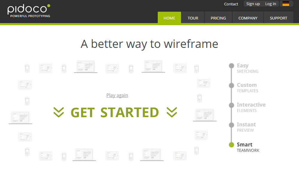 Top Wireframe Tools Pidoco Homepage